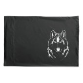 白黒ファンキーウルフ顔ヘッドスケッチ 枕カバー (裏面)