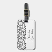 白黒ファンキーフラワーズラゲッジタグ ラゲッジタグ (正面縦)