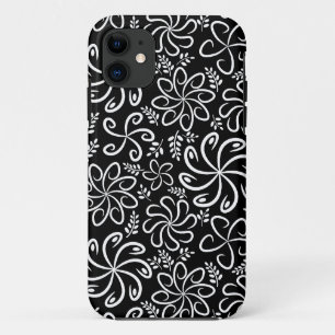 白黒ファンキー花iPhone 5ケース iPhone 11 ケース