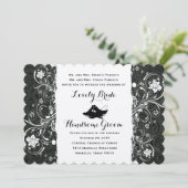 白黒ファンシーのボートウエディング招待 招待状 (スタンド正面)