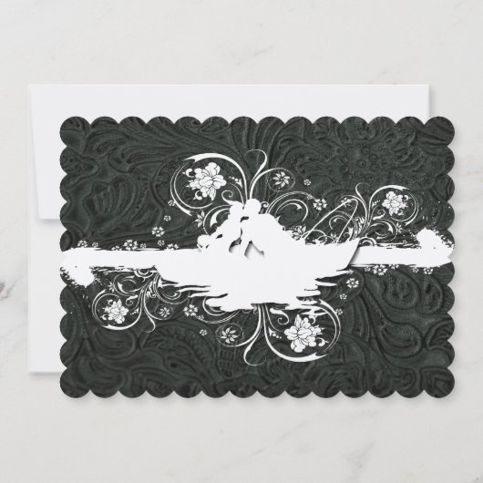 白黒ファンシーのボートウエディング招待 招待状 (裏面)