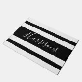 白黒ファンシーストライプ ドアマット (アングル)