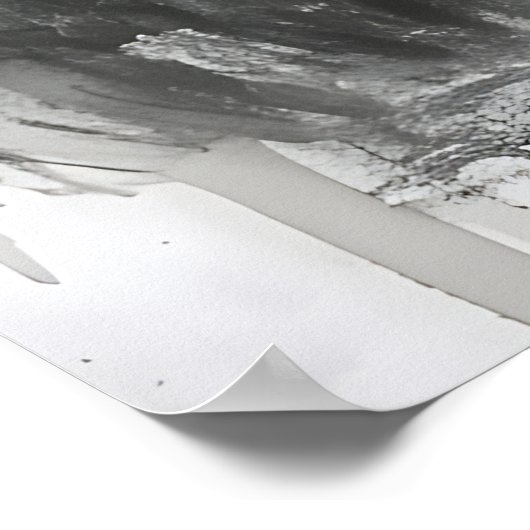 白黒ファンタジーウルフマウンテンムーン ポスター (角)