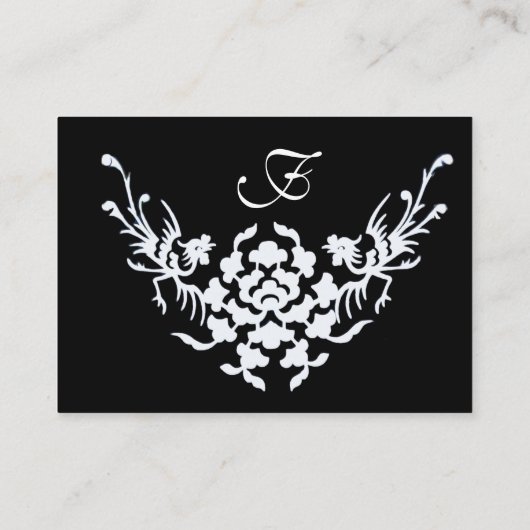 白黒ファンタジーグリフィンモノグラムシルク紙 名刺 (裏面)