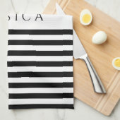 白黒ファームハウスパターストライプのン キッチンタオル (四つ折り)