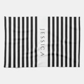 白黒ファームハウスパターストライプのン キッチンタオル (横)