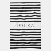 白黒ファームハウスパターストライプのン キッチンタオル (縦)