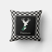 白黒ファームハウスプレッドシックディアーパーソナライズされた クッション (裏面)