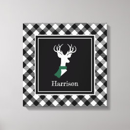 白黒ファームハウスプレッドシックディアー キャンバスプリント