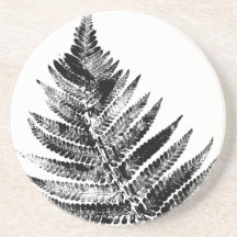 白黒ファーンリーフプリントラウンド