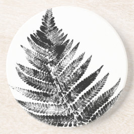 白黒ファーンリーフプリントラウンド コースター