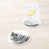白黒ファーンリーフプリントラウンド コースター (側面)