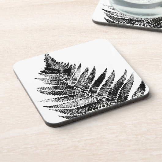 白黒ファーンリーフプリント コースター (左側)