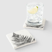 白黒ファーンリーフプリント ストーンコースター (横)