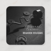 白黒フィットネスパーソナルトレーナー影響器 スクエア名刺 (正面)