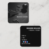 白黒フィットネスパーソナルトレーナー影響器 スクエア名刺 (正面/裏面)