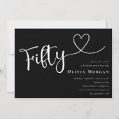白黒フィフティスクリプト50誕生日 招待状 (正面)