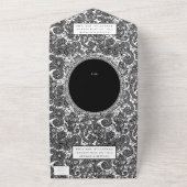 白黒フィリグリーペイズリーヘナ結婚式RSVP オールインワン招待状 (外側)