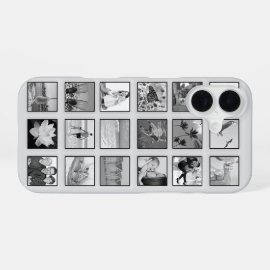 白黒フィルター付きフォトコラージュ iPhone 16ケース (裏面横)