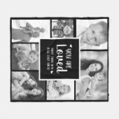 白黒フィルター愛される7写真 フリースブランケット (正面(横))