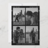 白黒フィルムフォトコラージュのミニマリスト セーブザデート (正面)