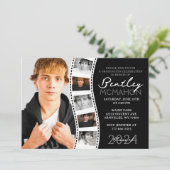 白黒フィルムユニークストリップ6写真卒業 招待状 (スタンド正面)