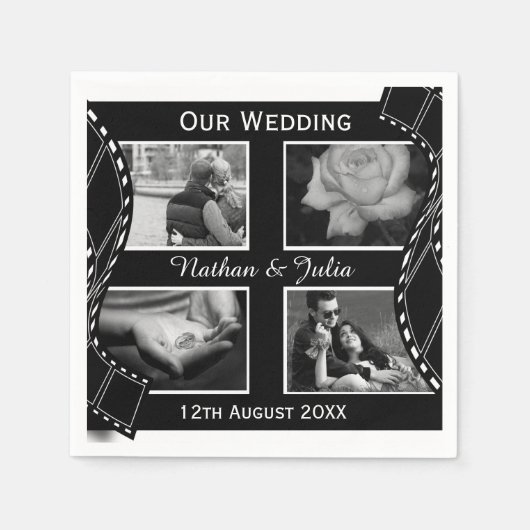 白黒フィルムリール スタンダードカクテルナプキン (正面)