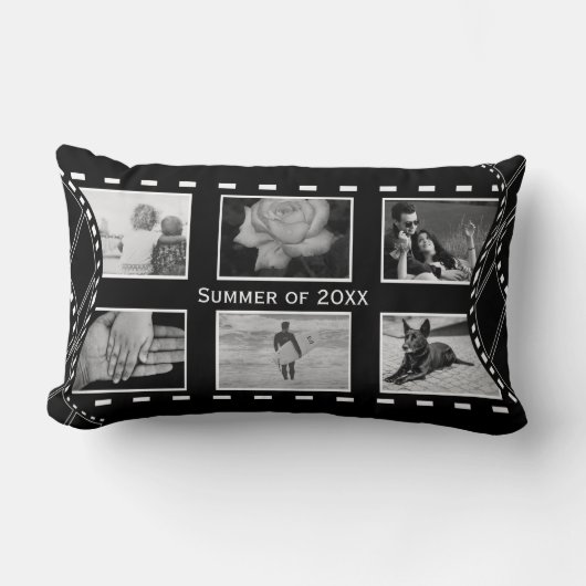 白黒フィルム巻き枠 ランバークッション (正面)