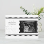 白黒フィルム超音波写真ベビーシャワー 招待状 (スタンド正面)