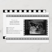 白黒フィルム超音波写真ベビーシャワー 招待状 (正面/裏面)