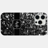 白黒フェイクグリッタースパークルきらきら光るモノグラム Case-Mate iPhoneケース (裏面 (横))