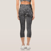 白黒フェイクスパークレス素朴な木モノグラム カプリレギンス (裏面)