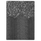 白黒フェイクスパークレス素朴な木モノグラム クリップボード (裏面)