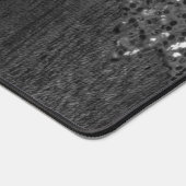 白黒フェイクスパークレス素朴な木モノグラム デスクマット (コーナー)