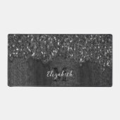 白黒フェイクスパークレス素朴な木モノグラム デスクマット (正面)