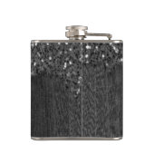 白黒フェイクスパークレス素朴な木モノグラム フラスク (裏面)