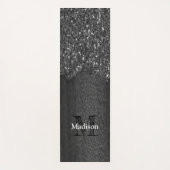 白黒フェイクスパークレス素朴な木モノグラム ヨガマット (正面)