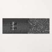 白黒フェイクスパークレス素朴な木モノグラム ヨガマット (正面(横))