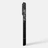 白黒フェイクスパークレス素朴な木モノグラム iPhoneケース (左側面)