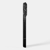 白黒フェイクスパークレス素朴な木モノグラム iPhoneケース (右側面)