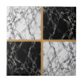 白黒フェイク大理石金ゴールド線セラミックタイル タイル (正面)