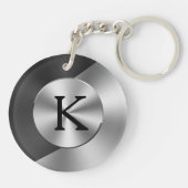 白黒フェイク幾何学的デザイン キーホルダー (裏面)