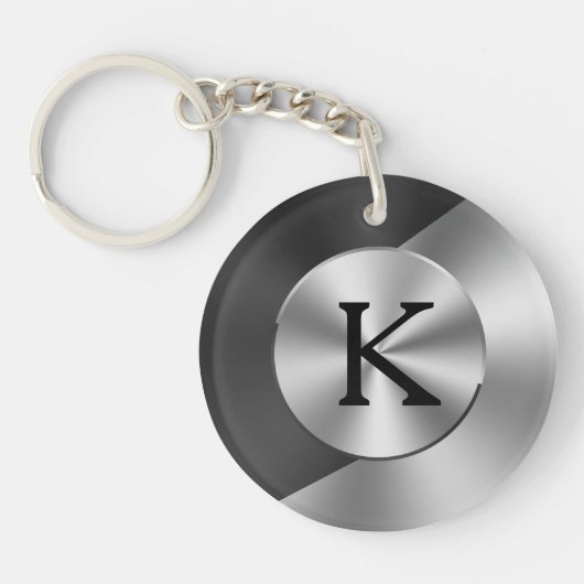 白黒フェイク幾何学的デザイン キーホルダー (正面)