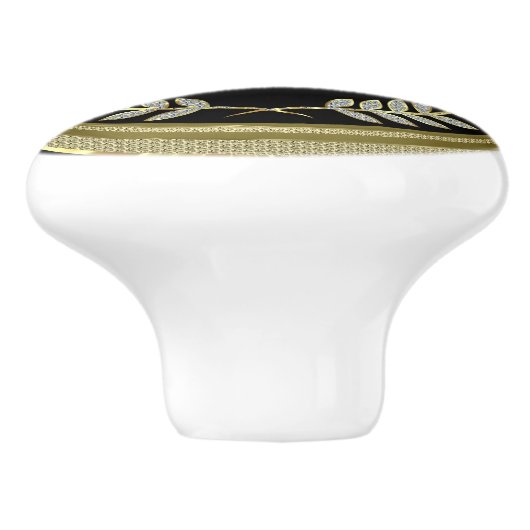 白黒フェイク金ゴールド白グリッターリース セラミックノブ (側面)