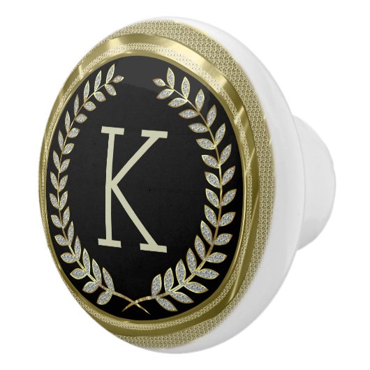 白黒フェイク金ゴールド白グリッターリース セラミックノブ (右)