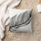 白黒フェザーストライプ クッション (ブランケット)