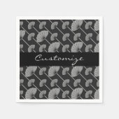 白黒フェザーフローラファンのナプキン スタンダードカクテルナプキン (正面)