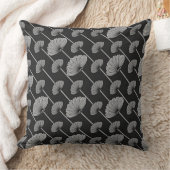 白黒フェザーフローラファンのパターン枕 クッション (ブランケット)