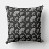 白黒フェザーフローラファンのパターン枕 クッション (裏面)