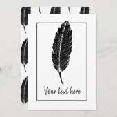 白黒フェザーリノ素朴カット招待状 招待状 (正面/裏面)